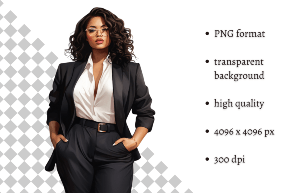 Empowering Branding with a Curvy Business Woman PNG Illustration