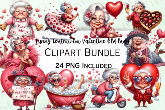 Funny Watercolor Valentine Old Lady: A Whimsical Addition to Your Holiday Projects