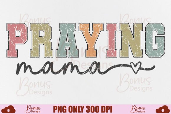 Praying Mama PNG Retro Christian Mom PNG