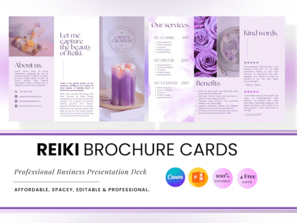 Reiki Brochure Canva Cards: Aesthetic Healing in Design