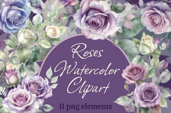 Watercolor Roses Клипарт, Lilac Flowers